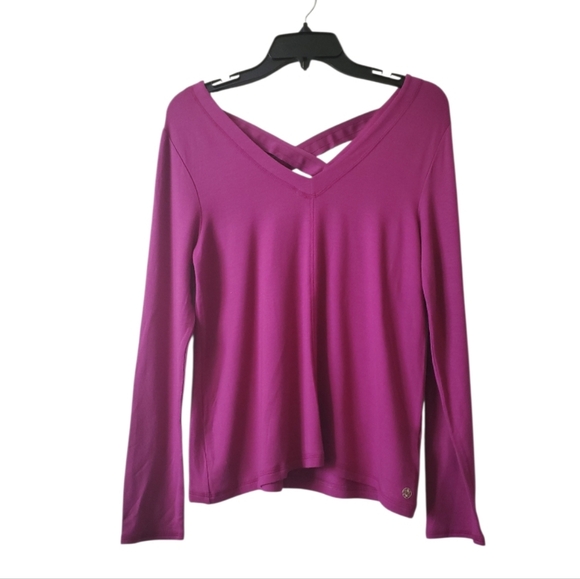 NWOT Lilly Pulitzer Luxletic Areli Bordeaux Berry Criss Cross L/S V-Neck Top - Picture 5 of 12